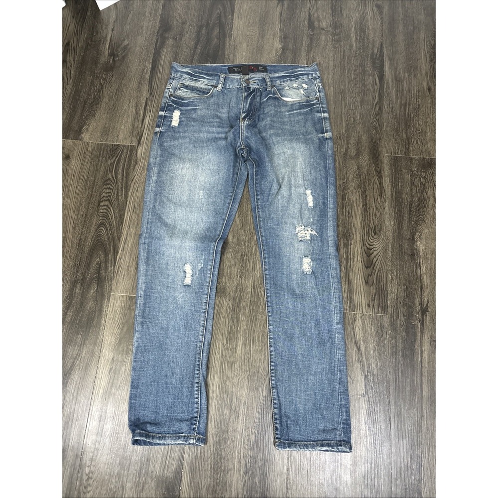 21 MEN Premium Slim Fit 100% Cotton Denim Jeans - 33x32 Dark Blue NEW